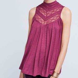 ANTHROPOLOGIE Deletta Lace Tank Top Purple size LP